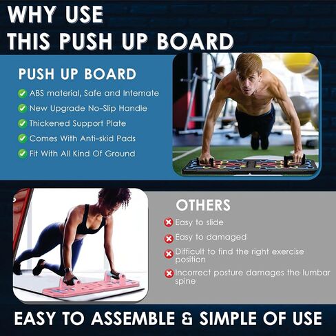 Push Up Board for Men & Women with Jumping Rope - Foldable Pushup Board, Multi-Function Push Up Board for Floor - Fitness Strength & Exercise Training Equipment for Home Workout in Saudi Arabia