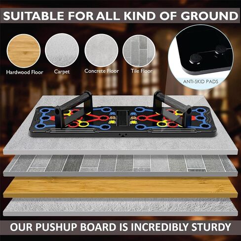 Push Up Board for Men & Women with Jumping Rope - Foldable Pushup Board, Multi-Function Push Up Board for Floor - Fitness Strength & Exercise Training Equipment for Home Workout in Saudi Arabia