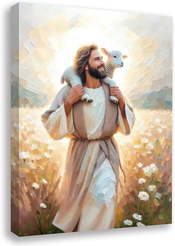 patmatfr Christ Jesus Wall Art Decor, Canvas Christian God Painting, Framed Christian God Print Picture and Poster for Living Room, Bedroom, Office(Jesus and The Lamb02) in Saudi Arabia