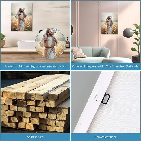 patmatfr Christ Jesus Wall Art Decor, Canvas Christian God Painting, Framed Christian God Print Picture and Poster for Living Room, Bedroom, Office(Jesus and The Lamb02) in Saudi Arabia