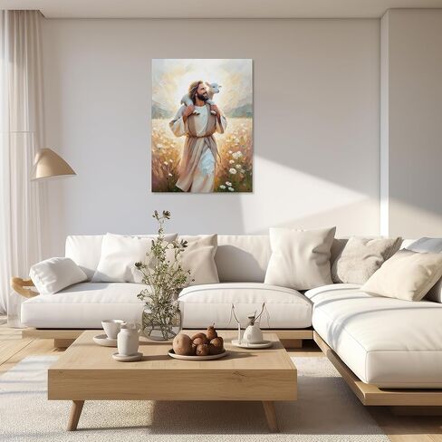 patmatfr Christ Jesus Wall Art Decor, Canvas Christian God Painting, Framed Christian God Print Picture and Poster for Living Room, Bedroom, Office(Jesus and The Lamb02) in Saudi Arabia