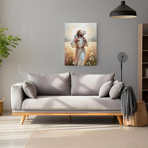 patmatfr Christ Jesus Wall Art Decor, Canvas Christian God Painting, Framed Christian God Print Picture and Poster for Living Room, Bedroom, Office(Jesus and The Lamb02) in Saudi Arabia