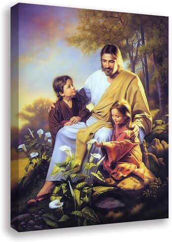 patmatfr Christ Jesus Wall Art Decor, Canvas Christian God Painting, Framed Christian God Print Picture and Poster for Living Room, Bedroom, Office(Jesus and The Lamb02) in Saudi Arabia