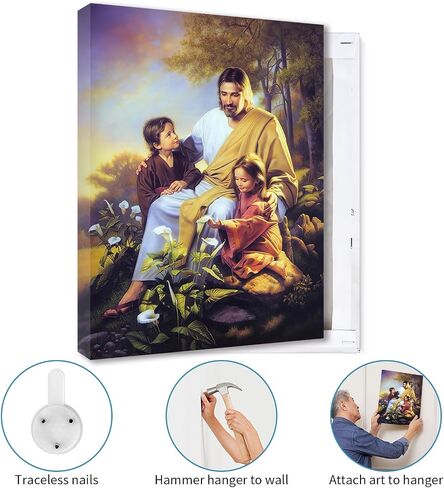 patmatfr Christ Jesus Wall Art Decor, Canvas Christian God Painting, Framed Christian God Print Picture and Poster for Living Room, Bedroom, Office(Jesus and The Lamb02) in Saudi Arabia