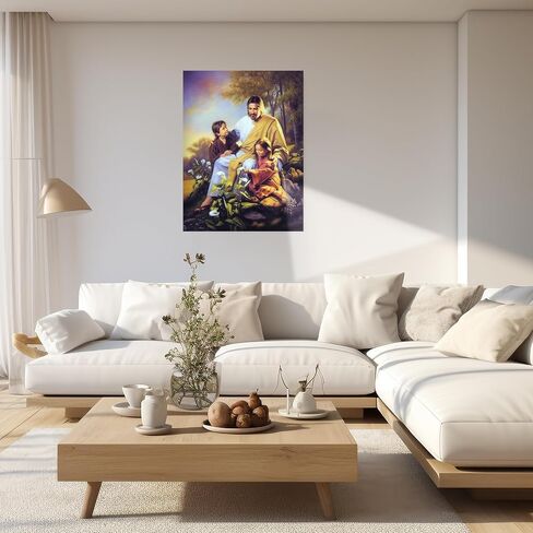patmatfr Christ Jesus Wall Art Decor, Canvas Christian God Painting, Framed Christian God Print Picture and Poster for Living Room, Bedroom, Office(Jesus and The Lamb02) in Saudi Arabia