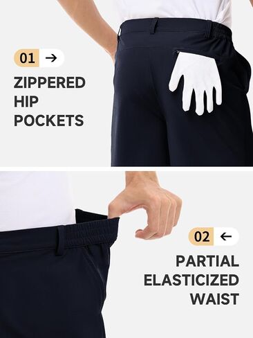 LUSHENUNI Men’s Golf Shorts Stretch Quick Dry 7" Lightweight Hiking Casual Dress Athletic Shorts with Zipper Pockets in Kuwait