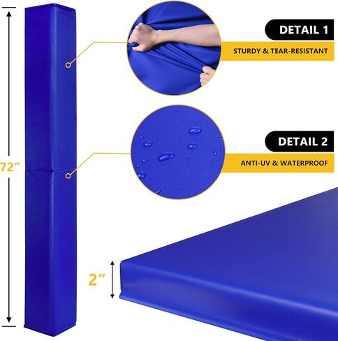Wall Corner Guards & Edge Protector, Heavy Duty Wall Corner Protective Safety Padding, All-Weather 2 Sides Corner Pad for Gyms, Basketball Court, Playrooms, Garages,etc. (Black, 6FT Tall 6in Sides) in Kuwait