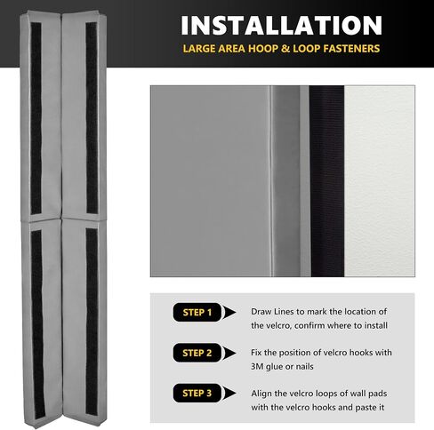 Wall Corner Guards & Edge Protector, Heavy Duty Wall Corner Protective Safety Padding, All-Weather 2 Sides Corner Pad for Gyms, Basketball Court, Playrooms, Garages,etc. (Black, 6FT Tall 6in Sides) in Kuwait