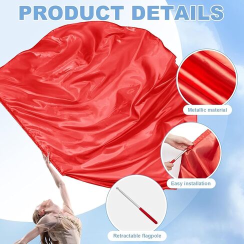 2pcs Worship Flags for Dance Church Praise Dance Flags for Worship Semicircle Angel Wing with Telescopic Rods Worship Banner (Yellow-Red) in Kuwait