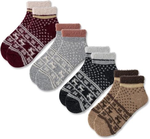 Merino Wool Low Ankle Socks For Women Knit Warm Fuzzy Socks Casual Home Socks Winter in Saudi Arabia