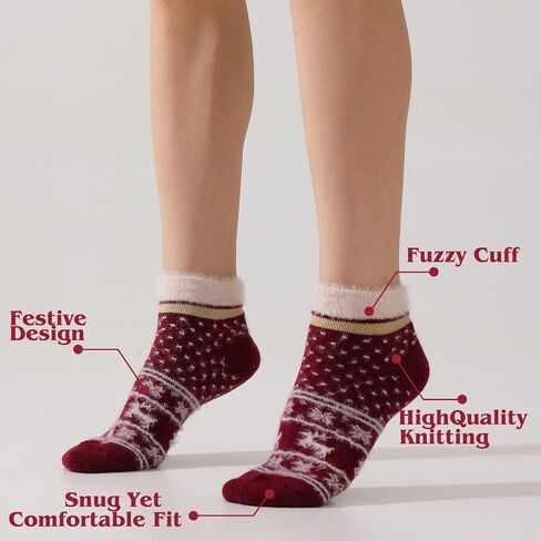 Merino Wool Low Ankle Socks For Women Knit Warm Fuzzy Socks Casual Home Socks Winter in Saudi Arabia