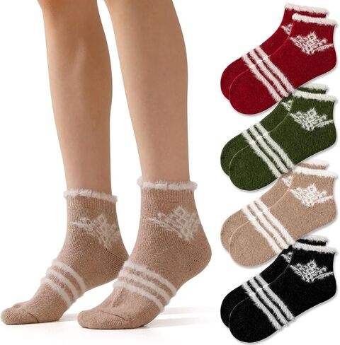 Merino Wool Low Ankle Socks For Women Knit Warm Fuzzy Socks Casual Home Socks Winter in Saudi Arabia