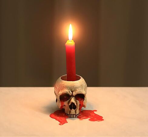 Halloween Skull Candle Holder Halloween Candlestick Holder Table Decoration Haunted House Gothic Spooky Skeleton Decor(3 Skull Head) in Saudi Arabia