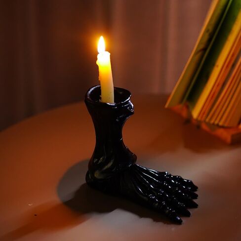 Halloween Skull Candle Holder Halloween Candlestick Holder Table Decoration Haunted House Gothic Spooky Skeleton Decor(3 Skull Head) in Saudi Arabia