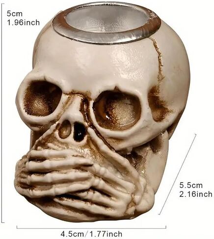 Halloween Skull Candle Holder Halloween Candlestick Holder Table Decoration Haunted House Gothic Spooky Skeleton Decor(3 Skull Head) in Saudi Arabia