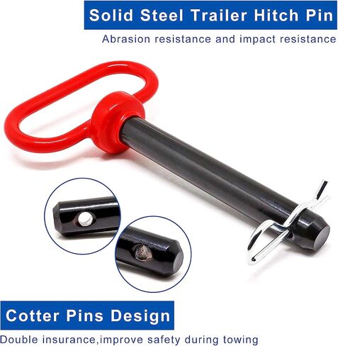 Dia. 5/8 x 4-1/2 inch Useable Length Head Towing Hitch Pin and Clip Clevis Pin Hitch with Rubber-Coated Handle (1Pack) in Saudi Arabia