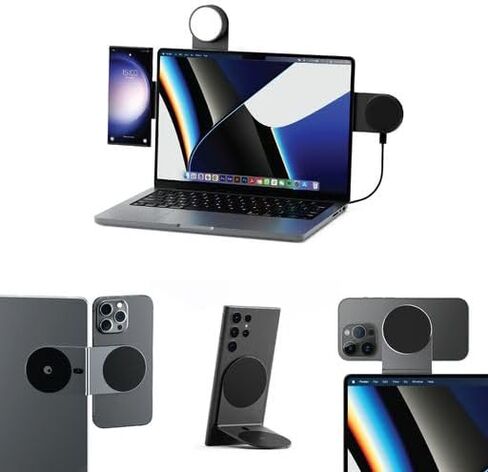 Rolling Square Edge Pro Full Kit - Mobile Magnetic Phone Holder & Magnetic Wireless Charger, 1000 Lumen Magnetic Light, Black in Saudi Arabia