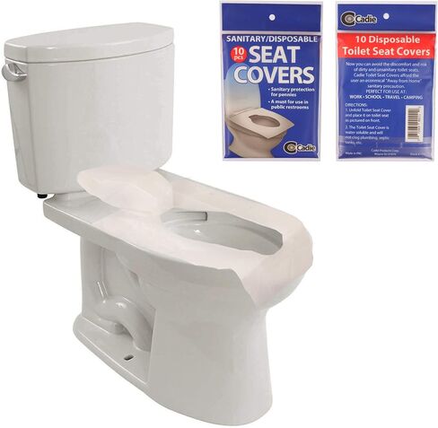 Disposable Paper Toilet Seat Covers - Flushable and Hygienic Travel Paper Potty Barrier for Urinating in Public Hotel, Stations, Restaurants, Plane, Mall, Office Resealable | 6 Pack (60Count) By Cadie in Saudi Arabia