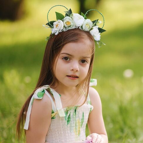 VISSTREE Handmade Mouse Ears Headband with Large Flower and LED Light Pink Floral Headwear for Theme Wedding Party and Park Hair Accessories in Kuwait