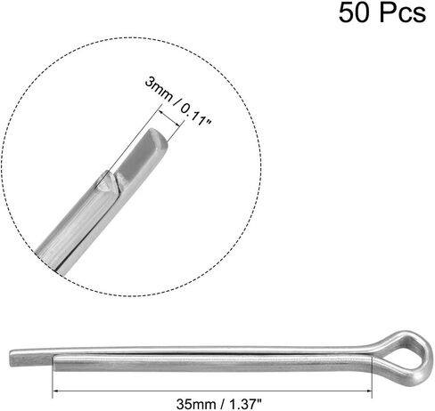 uxcell 2.5mm x 25mm Zinc-Plating Steel Spring Cotter Clip Pin R Shape Hardware Fastener Clip Key 50 Pcs in Saudi Arabia