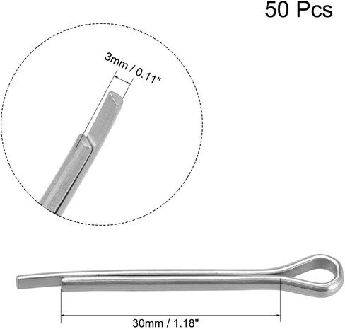 uxcell 2.5mm x 25mm Zinc-Plating Steel Spring Cotter Clip Pin R Shape Hardware Fastener Clip Key 50 Pcs in Saudi Arabia