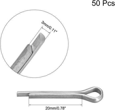 uxcell 2.5mm x 25mm Zinc-Plating Steel Spring Cotter Clip Pin R Shape Hardware Fastener Clip Key 50 Pcs in Saudi Arabia