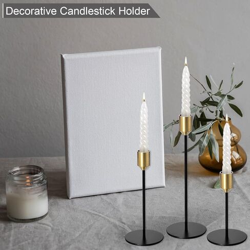 PATIKIL Candlestick Holders Set of 3, Taper Metal Long Candle Holders Fits 3/4 Inch Candles for Halloween Table Centerpiece Decor Wedding Party, Gold Black in Saudi Arabia