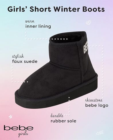 bebe Girls' Winter Boots - Faux Shearling Ankle Booties - Platform Short Boots for Girls - Fuzzy Fashion Boots (11-4) in Saudi Arabia