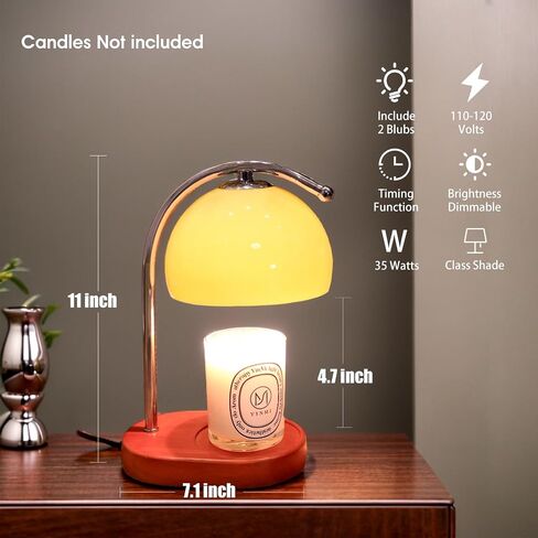Candle Warmer Lamp, Mid Century Milk Glass Candle Warmer with Timer & Dimmer, Aromatherapy Candle Lamp Bedside Table Lamp for Home Office Decor, Wax Warmer Lamp Gifts for Mom/Her with 2 Bulbs in Saudi Arabia