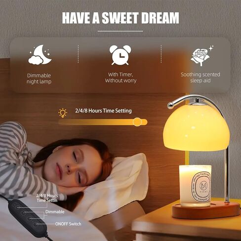 Candle Warmer Lamp, Mid Century Milk Glass Candle Warmer with Timer & Dimmer, Aromatherapy Candle Lamp Bedside Table Lamp for Home Office Decor, Wax Warmer Lamp Gifts for Mom/Her with 2 Bulbs in Saudi Arabia