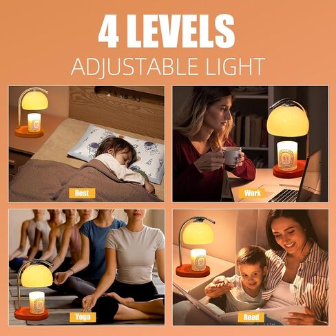 Candle Warmer Lamp, Mid Century Milk Glass Candle Warmer with Timer & Dimmer, Aromatherapy Candle Lamp Bedside Table Lamp for Home Office Decor, Wax Warmer Lamp Gifts for Mom/Her with 2 Bulbs in Saudi Arabia