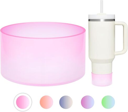 Clear Gradient Silicone Boot for Stanley Cup 40/30/20 oz, for HydroJug Traveler 40/32 oz, for Stanley IceFlow 30/20 oz, Bottom Protector for Stanley Cup Accessories, Peach & Light Blue in Kuwait