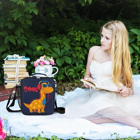 صندوق غداء وولف للأطفال، صندوق غداء للأولاد من الذئب الملون على شكل موجة المحيط، صندوق غداء معزول مقاوم للماء وقابل لإعادة الاستخدام مع حزام كتف قابل للتعديل، حقيبة تبريد حرارية للنزهة المدرسية in Kuwait