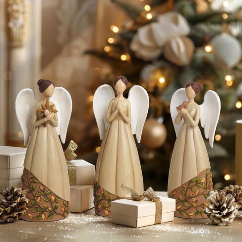 3PC Angel Figurines Collectible Statue Decor Christmas Memory Healing Gift Guardian for Home Office Wedding Living Room Centerpiece Decoration Women Mom Grandma Friends in Saudi Arabia