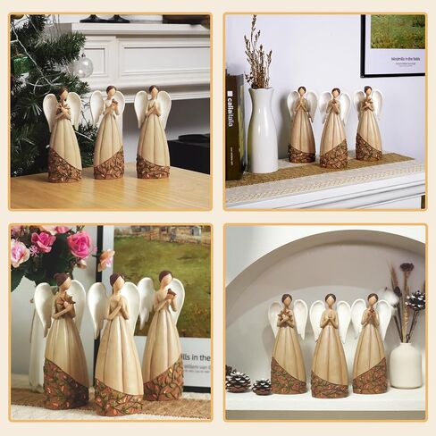 3PC Angel Figurines Collectible Statue Decor Christmas Memory Healing Gift Guardian for Home Office Wedding Living Room Centerpiece Decoration Women Mom Grandma Friends in Saudi Arabia