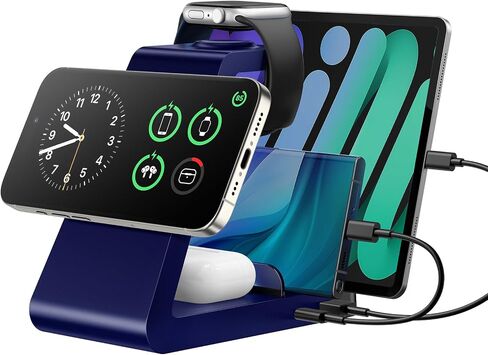 Charging Station for iPhone,5 in 1 Wireless Charger Stand Dock for Apple: Mag-Safe Charging Station for Multiple Devices Apple iPhone 15 14 13 12 Pro Max Plus Apple Watch iWatch Magnetic in Saudi Arabia