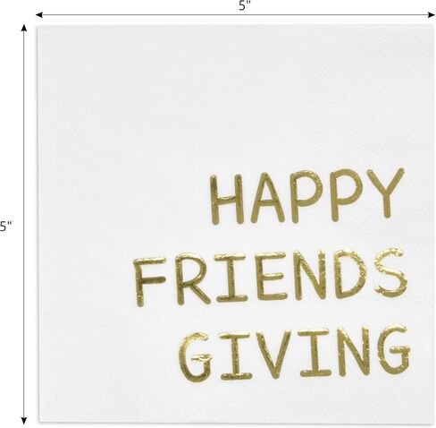 100 Fall Happy Friendsgiving Cocktail Beverage Napkins Disposable Paper Harvest Thanksgiving Autumn Gold Foil Friends Giving Dessert Party Supplies in Saudi Arabia