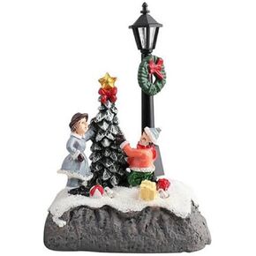 Christmas Village Set Decorations,Resin LED Warm Lights Christmas Tree Figurines, Mini Snowman Christmas Decorations, Christmas Village House Gift Sets, Collectible Buildings…