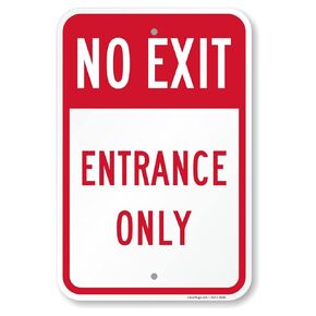SmartSign No Exit Entrance Only Sign - 2-Pack, 12" x 18", 80 mil Thick Aluminum Composite (ACM), Pre-Drilled Holes, Red and White, Made in USA