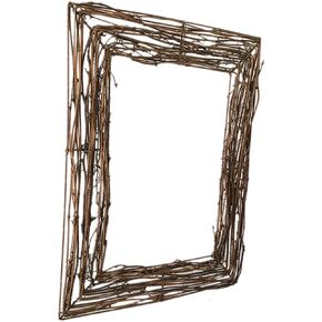 VOSAREA 1PC Natural Rattan Wreath Garland Square Grapevine Wreath Frame Christmas Wreath Form Wire Frame for Floral Arrangements Craft DIY Thanksgiving Autumn Christmas Wreath