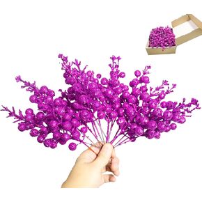 22 Pack Christmas Glitter Berries Stems, 8.5 Inch Artificial Christmas Filler Picks for Christmas Tree Decorations, Xmas Holiday Christmas Tree Ornaments White