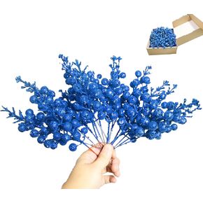 22 Pack Christmas Glitter Berries Stems, 8.5 Inch Artificial Christmas Filler Picks for Christmas Tree Decorations, Xmas Holiday Christmas Tree Ornaments White