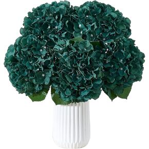 8pcs Fake Burgundy Flowers Silk Hydrangea Artificial Flowers Bouquets Faux Hydrangea Stems for Home Table Centerpieces Wedding Party Decoration (Burgundy)