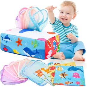 Baby Tissue Box Toy High Contrast baby Toys for Newborn Black and White Montessori Toy for Babies 3 Months Sensory Tissue Box Baby Toy
