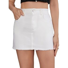 Milumia Women's Casual Button Front High Waist Mini Denim Skirt Zipper Fly Bodycon Skirts