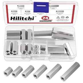 Hilitchi 20Pcs M8 Hex Coupling Nut 304 Stainless Steel Rod Coupling Nuts M8 Hexagon Coupling Nuts 10mm 15mm 20mm 25mm 30mm Metric Hex Coupling Nut Threaded Rod Connector for Office Equipment