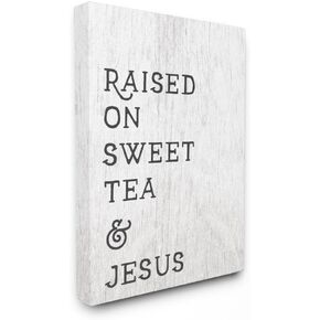 Stupell Industries Raised On Sweet Tea and Jesus Southern Typography Wall Plaque, 13 x 19, Multi-Color