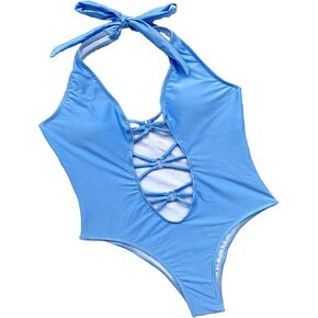 Women Sexy One Piece Thong Swimsuit Female Snakeskin Printed Halter Swimwear