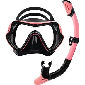 Snorkel Set, Snorkeling Gear for Adults with Dry Top Snorkel Mask and Tempered Glass Lens, Travel Diving & Snorkeling Equipment, Adult Scuba Mask and Snorkel