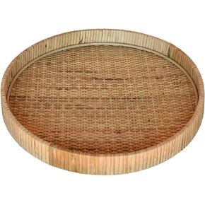 HomArt 5219-0 Cayman Large Tray, 13.50-inch Diameter, Natural, Rattan